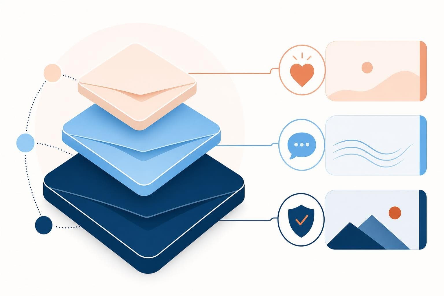 An infographic of three nested message layers stacked from broad value proposition to short slogan.