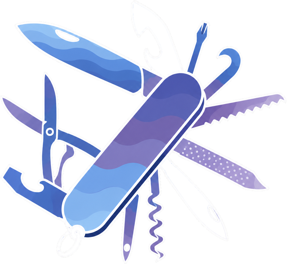 A Swiss army knife — one tool with everything built in