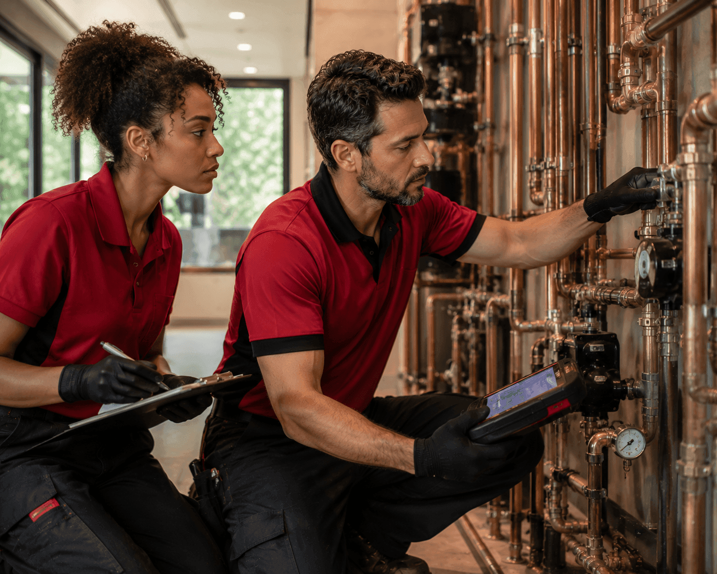 Plumber fitting a bathroom valve
