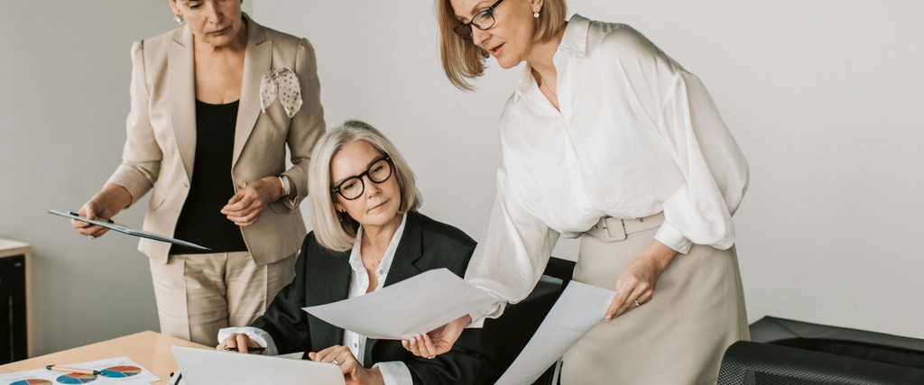 Attorneys collaborating over case files