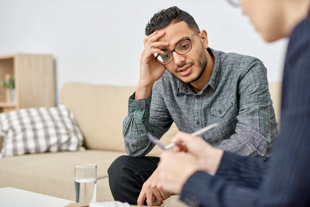 A client in a calm therapy session